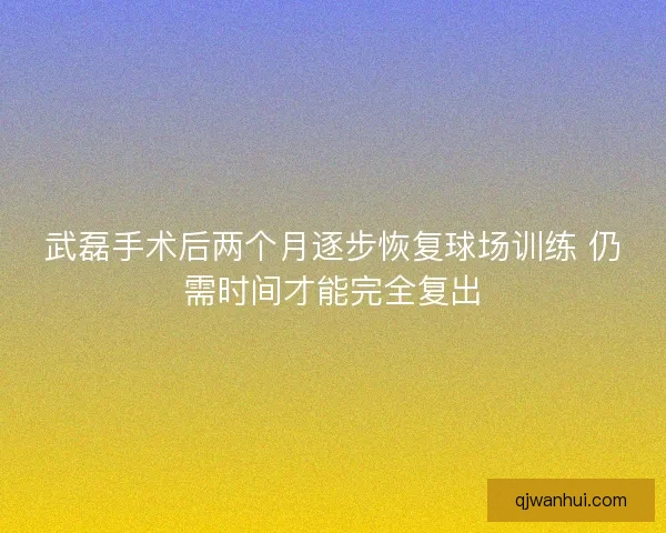 武磊手术后两个月逐步恢复球场训练 仍需时间才能完全复出