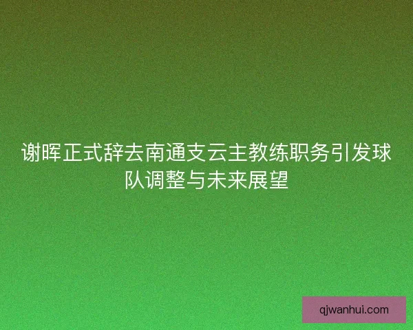 谢晖正式辞去南通支云主教练职务引发球队调整与未来展望