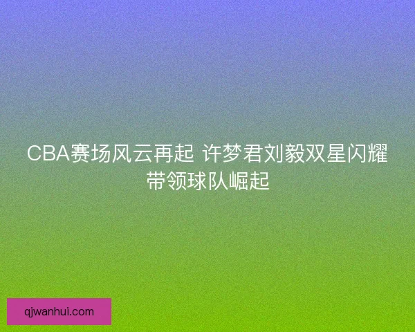 CBA赛场风云再起 许梦君刘毅双星闪耀带领球队崛起